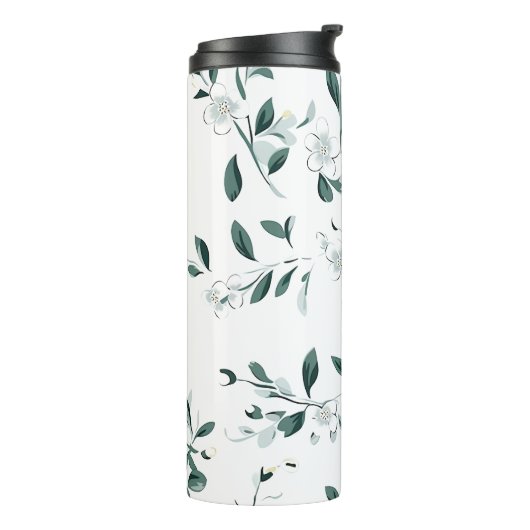 White Jasmine Pattern Thermosbecher (Nach links gedreht)