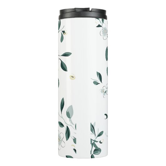 White Jasmine Pattern Thermosbecher (Rückseite)