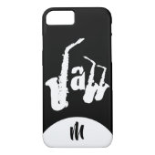 White Jazz Sax Farbe 2 Monogram iPhone Case (Rückseite)