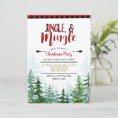 White Jingle & Mingle Weihnachts-Party Lumberjack Einladung (Stehend Vorderseite)