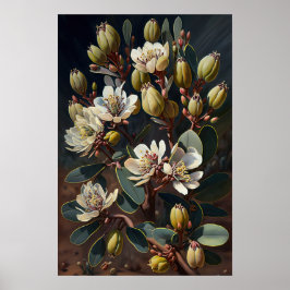 White Jojoba Blume Art Print Poster