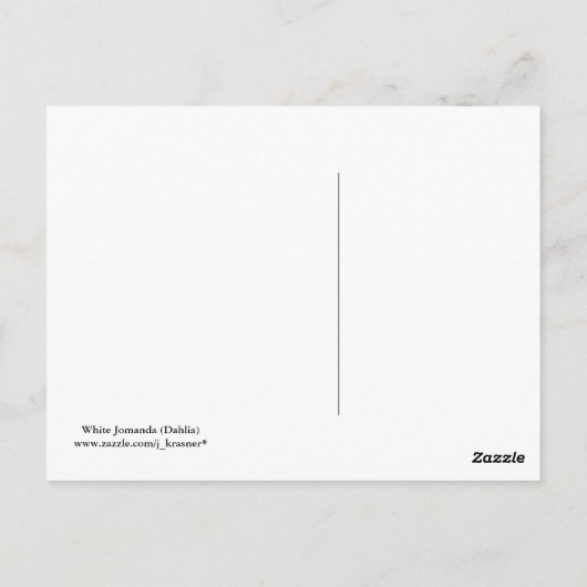 White Jomanda (Dahlia) Postkarte (Rückseite)