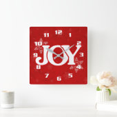 White JOY on Elegante Red Christmas Quadratische Wanduhr (Zuhause)