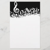 White Jumbled Musical Notes on Black Briefpapier (Vorderseite)