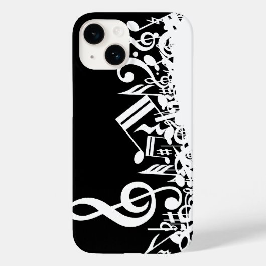 White Jumbled Musical Notes on Black Case-Mate iPhone Hülle (Rückseite)