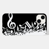 White Jumbled Musical Notes on Black Case-Mate iPhone Hülle (Rückseite (Horizontal))