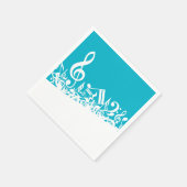 White Jumbled Musical Notes on Türkise Serviette (Ecke)