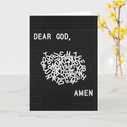 White Jumbled Prayer Letters On Black Karte (Gelbe Blume)