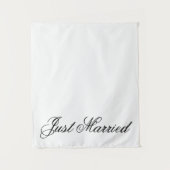 White Just Married Fabric Car Wedding Banner Sign Wandteppich (Vorderseite)