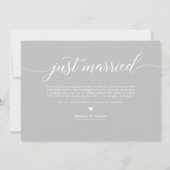 White Just Married Overlay Curry Script-Foto Ankündigung (Rückseite)