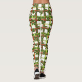 White Kariert Holly Berries Weihnachten Leggings (Rückseite)