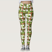 White Kariert Holly Berries Weihnachten Leggings (Vorderseite)