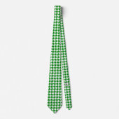 White Kelly Green Pied de Poule Hahnentrittmuster Krawatte (Vorderseite)