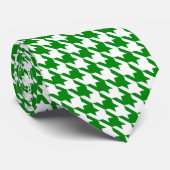 White Kelly Green Pied de Poule Hahnentrittmuster Krawatte (Gerollt)