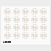 White Khaki Vine Script Monogram, DIY BG Runder Aufkleber (Blatt)
