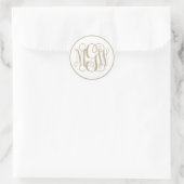 White Khaki Vine Script Monogram, DIY BG Runder Aufkleber (Tasche)