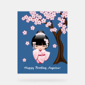 White Kimono Kokeshi Doll - Niedlich Geisha Girl Acrylschild (Vorderseite)