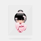 White Kimono Kokeshi Doll - Niedlich Geisha Girl Acrylschild (Vorderseite)