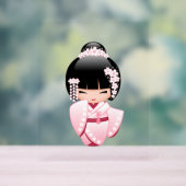 White Kimono Kokeshi Doll - Niedlich Geisha Girl Acrylschild (Neutral)