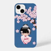 White Kimono Kokeshi Doll - Niedlich Geisha Girl B iPhone Hülle (Rückseite)