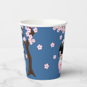 White Kimono Kokeshi Doll - Niedlich Geisha Girl B Pappbecher (Links)