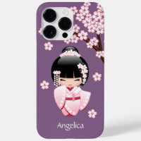 White Kimono Kokeshi Doll - Niedlich Geisha Girl