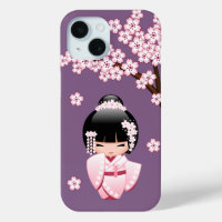 White Kimono Kokeshi Doll - Niedlich Geisha Girl