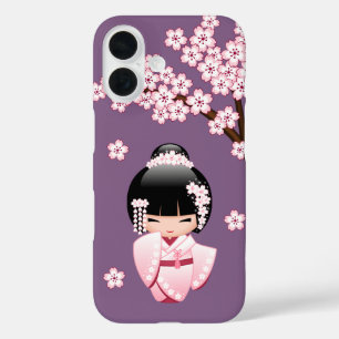 White Kimono Kokeshi Doll - Niedlich Geisha Girl iPhone 16 Hülle