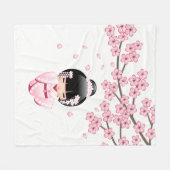 White Kimono Kokeshi Doll - Niedlich Geisha Girl Fleecedecke (Vorderseite (Horizontal))