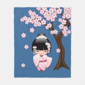 White Kimono Kokeshi Doll - Niedlich Geisha Girl Fleecedecke (Vorderseite)