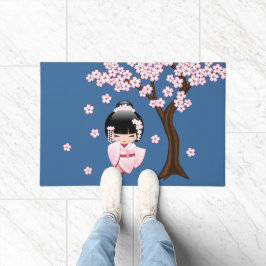 White Kimono Kokeshi Doll - Niedlich Geisha Girl Fußmatte