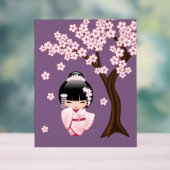 White Kimono Kokeshi Doll Niedlich Geisha Girl Lil Acrylschild (Neutral)