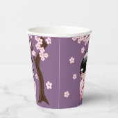 White Kimono Kokeshi Doll Niedlich Geisha Girl Lil Pappbecher (Rechts)