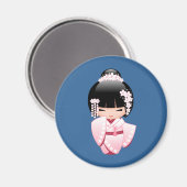 White Kimono Kokeshi Doll - Niedlich Geisha Girl Magnet (Vorderseite/Rückseite)