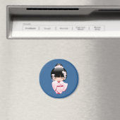 White Kimono Kokeshi Doll - Niedlich Geisha Girl Magnet (In Situ (Geschirrspüler))
