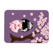 White Kimono Kokeshi Doll - Niedlich Geisha Girl Magnet (Horizontal)