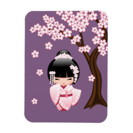 White Kimono Kokeshi Doll - Niedlich Geisha Girl Magnet