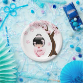 White Kimono Kokeshi Doll - Niedlich Geisha Girl Pappteller (Party)