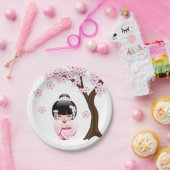 White Kimono Kokeshi Doll - Niedlich Geisha Girl Pappteller (Party)