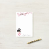 White Kimono Kokeshi Doll - Niedlich Geisha Girl Post-it Klebezettel (Auf Schreibtisch)