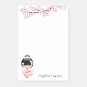 White Kimono Kokeshi Doll - Niedlich Geisha Girl Post-it Klebezettel (Vorderseite)