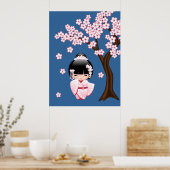 White Kimono Kokeshi Doll - Niedlich Geisha Girl Poster (Küche)