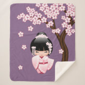 White Kimono Kokeshi Doll - Niedlich Geisha Girl Sherpadecke (Vorderseite)