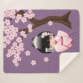 White Kimono Kokeshi Doll - Niedlich Geisha Girl Sherpadecke (Vorderseite (Horizontal))