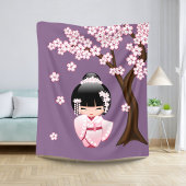 White Kimono Kokeshi Doll - Niedlich Geisha Girl Sherpadecke