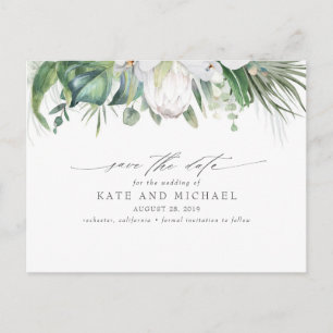 White King Protea Tropical Floral Save the Date Postkarte