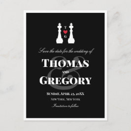 White King Schachfiguren schwulen Hochzeit retten  Ankündigungspostkarte