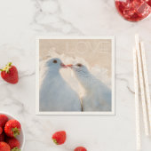 White Kissing Doves - Liebe anpassbar Serviette (Beispiel)