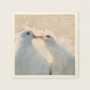 White Kissing Doves - Liebe anpassbar Serviette
