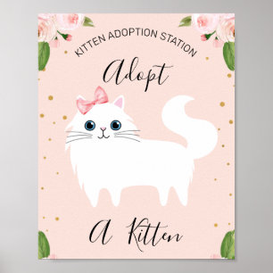 White Kitten Adoption Station Geburtstagsparty Unt Poster